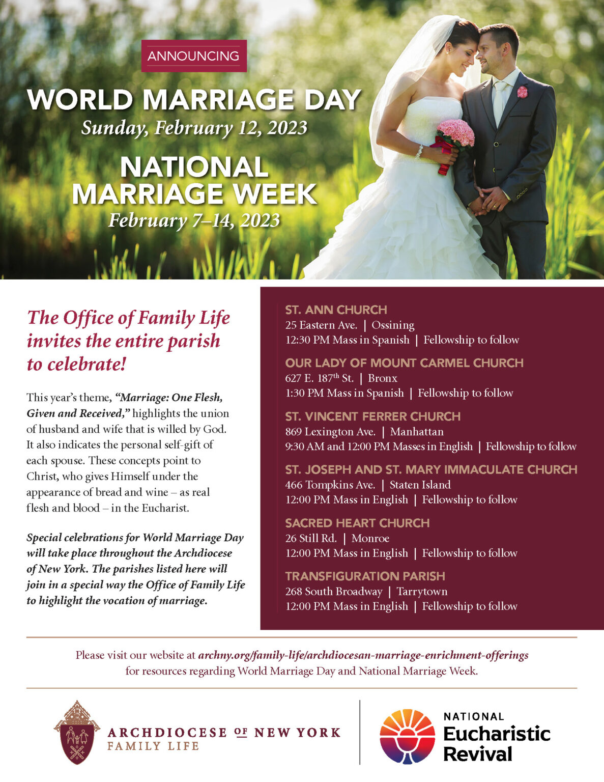 World Marriage Day Archdiocese of New York