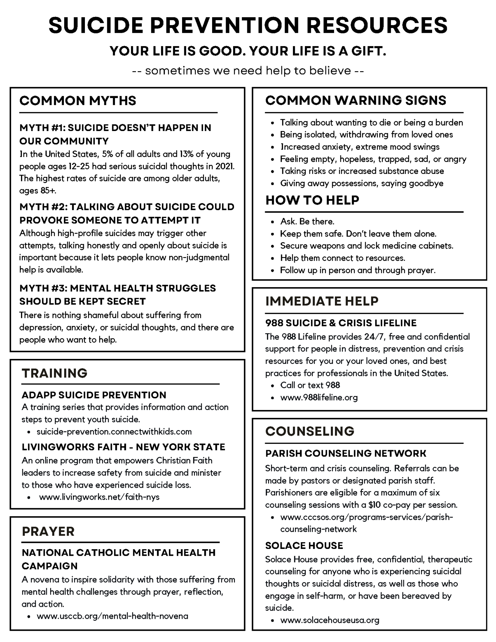 Suicide Prevention - Archdiocese of New York